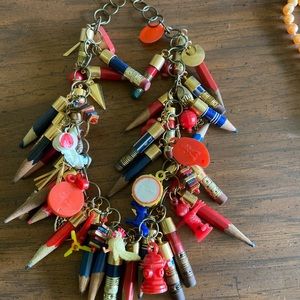 Whimsical Necklace with Pencils & Kids’ Toys